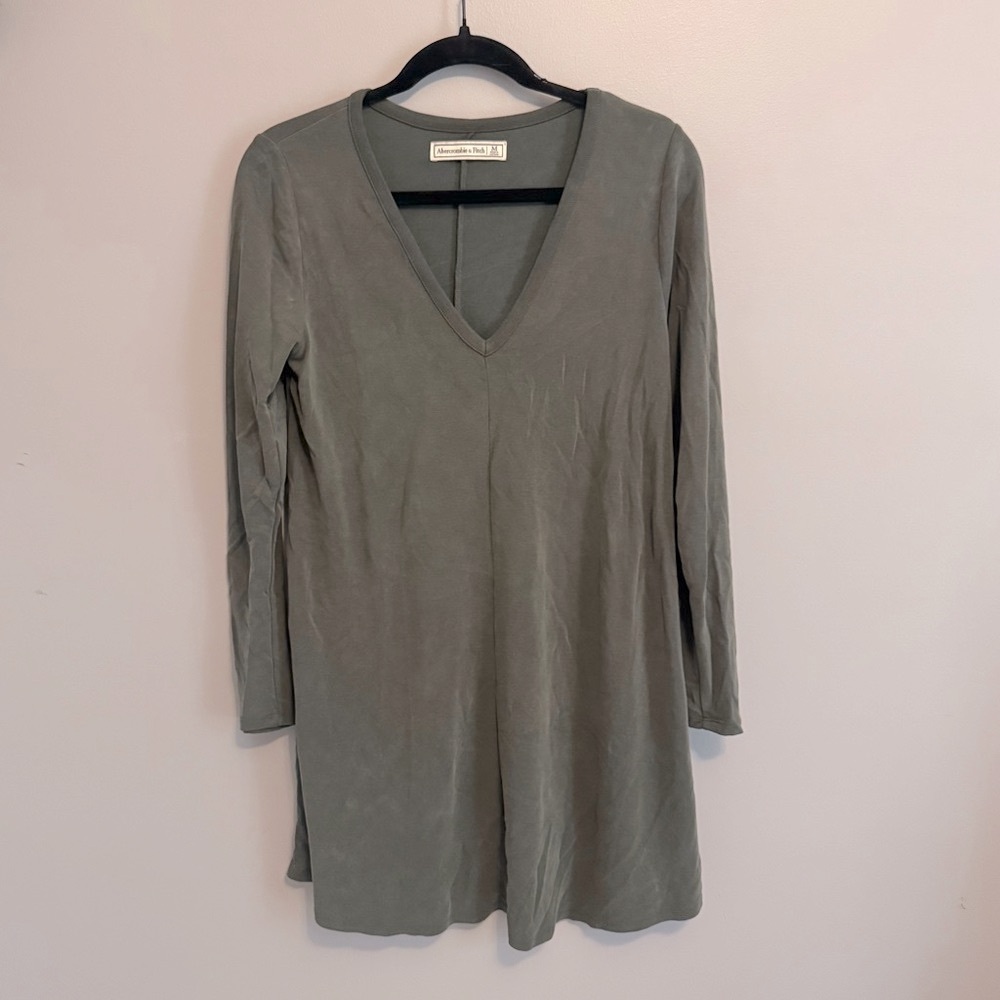 Abercrombie & Fitch Olive Green V-Neck Dress